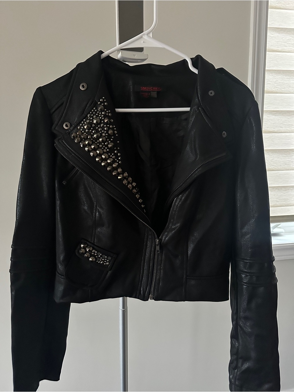 Simon Chang Black Studded Moto Jacket